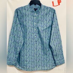 LADIES LT BLUE WITH GREEN & NAVY BLUE FLOWERS